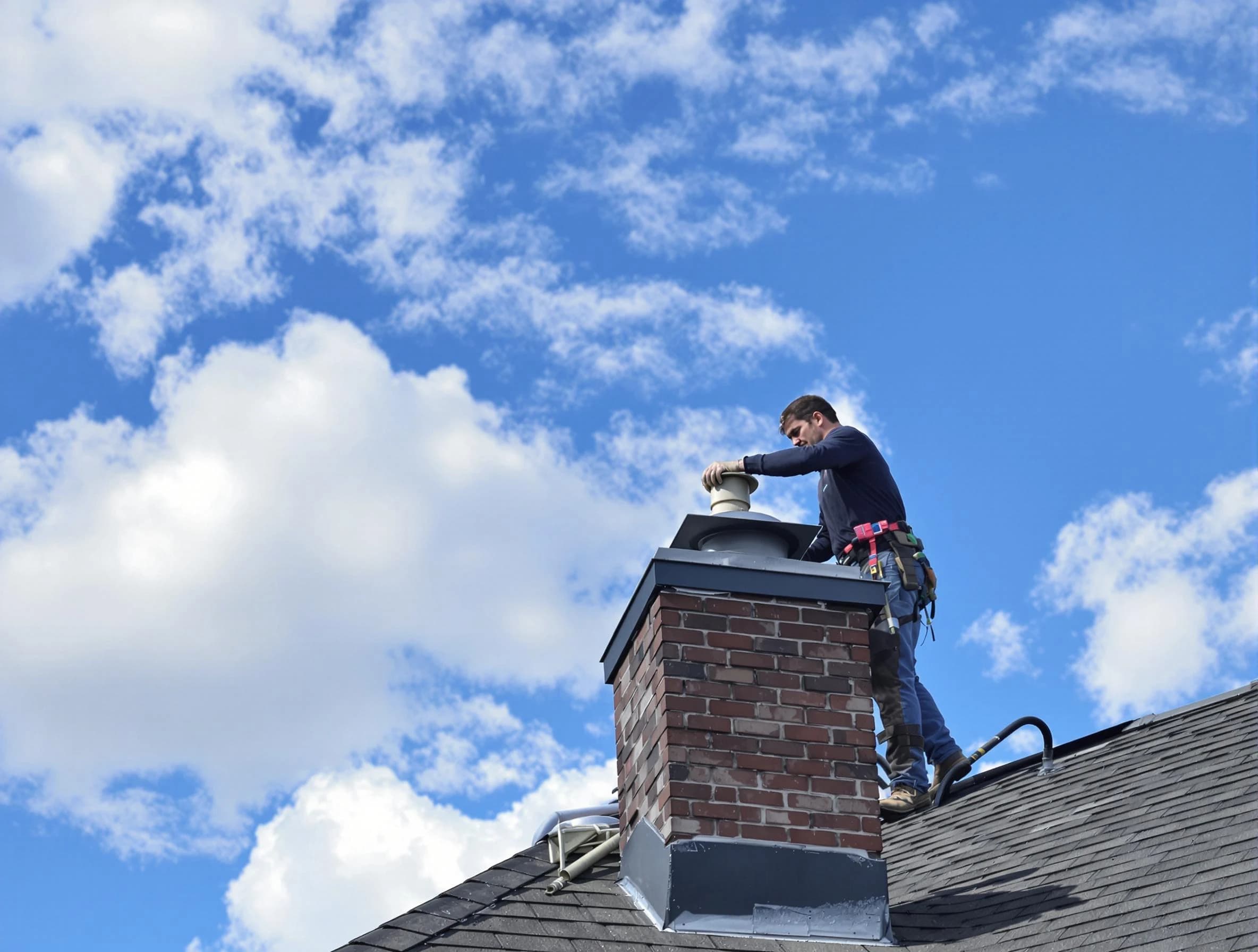 Hapeville Chimney Sweep installing a sturdy chimney cap in Hapeville, GA