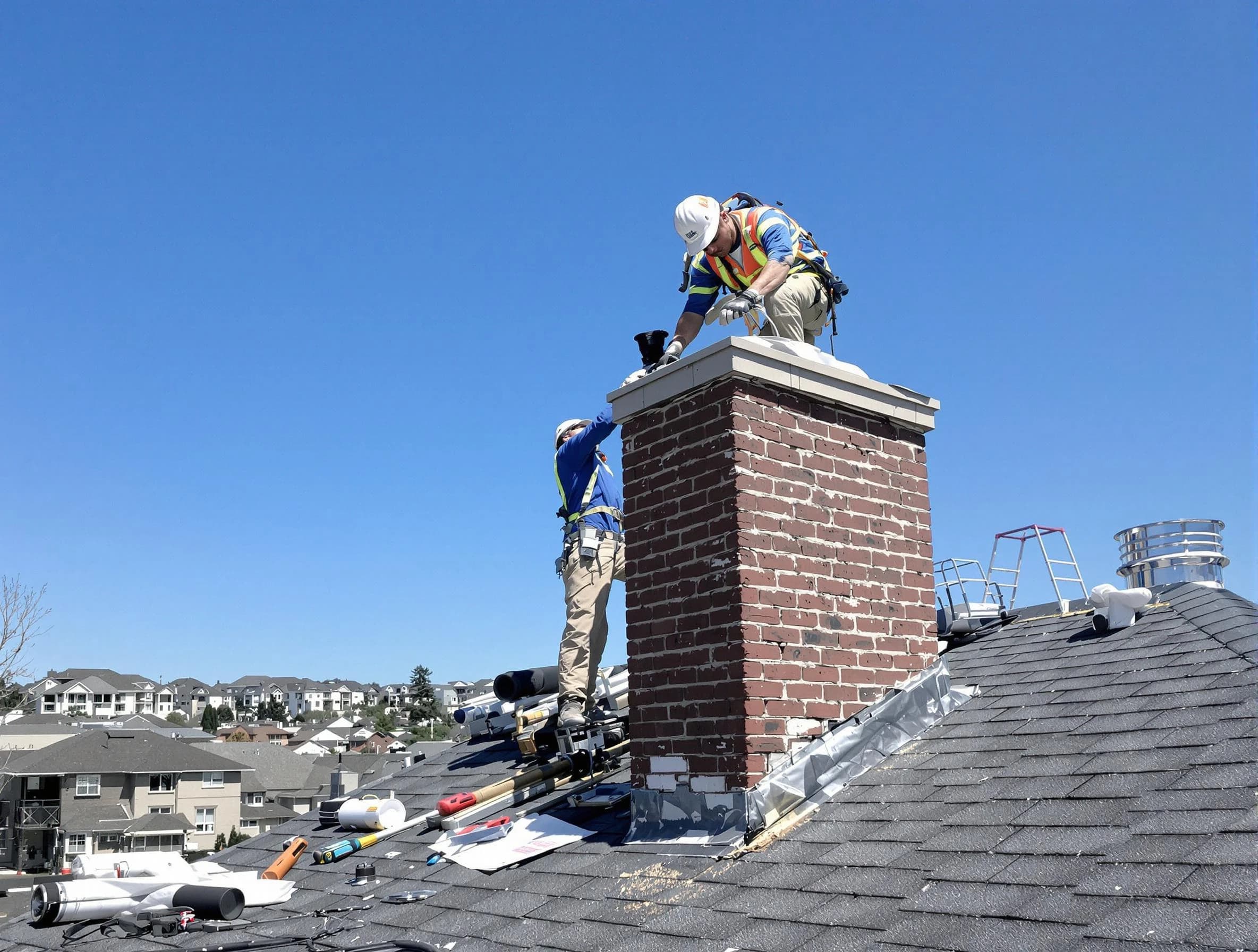 Hapeville Chimney Sweep repairing a chimney crown in Hapeville, GA