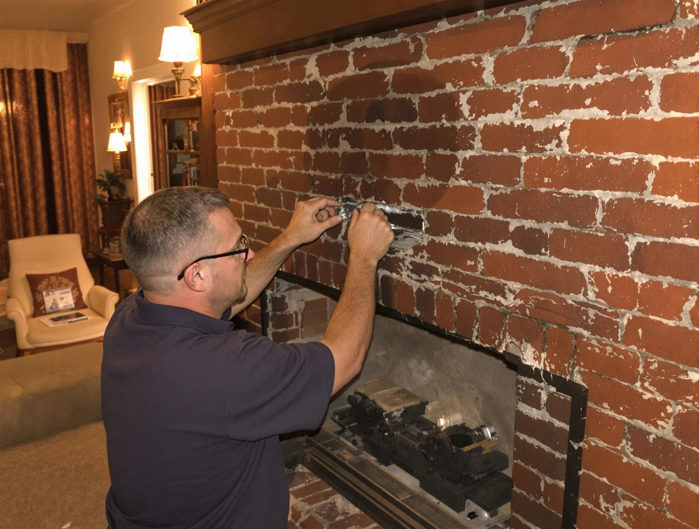 Hapeville Chimney Sweep expert fixing a fireplace in Hapeville, GA