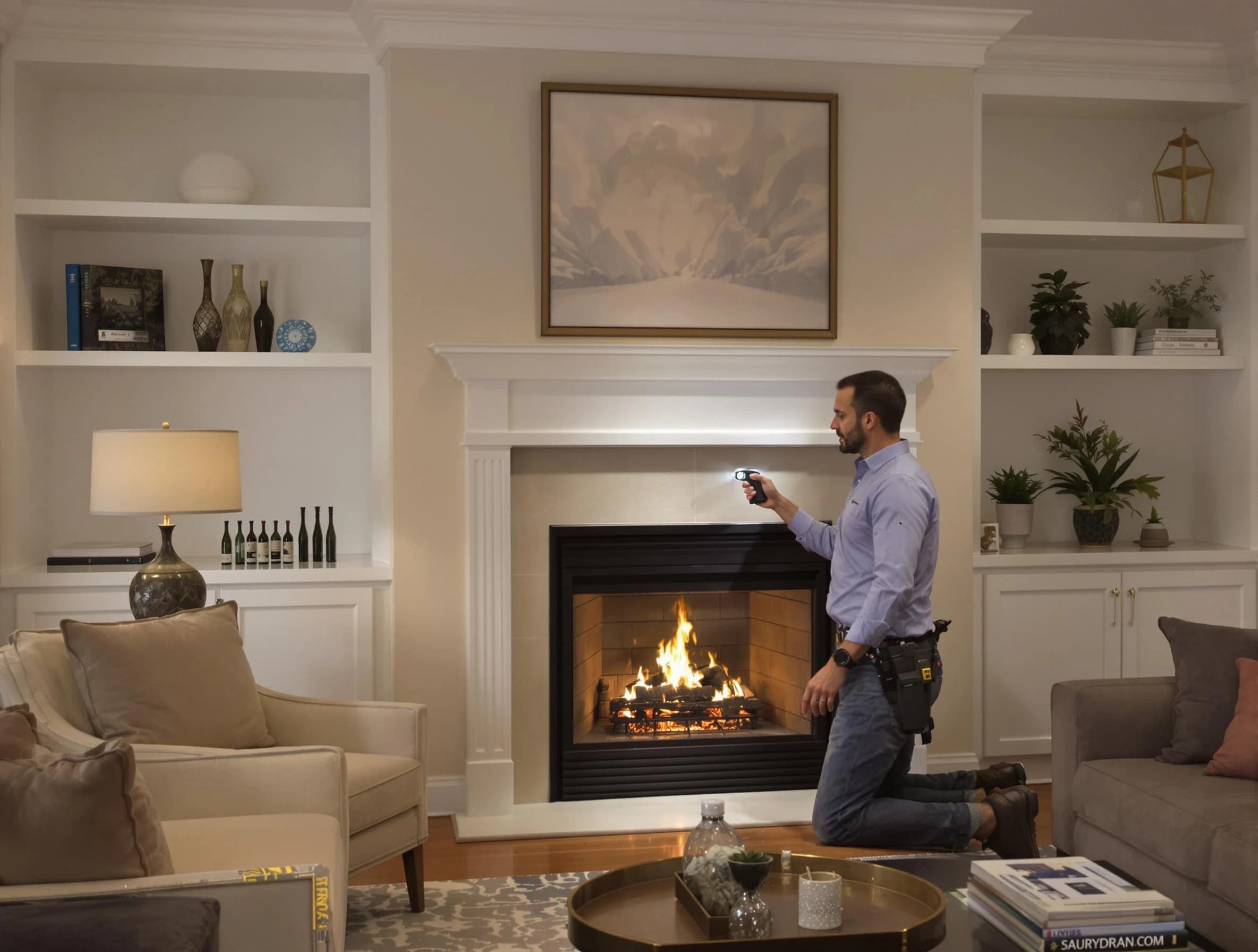 Hapeville Chimney Sweep conducting a fireplace safety inspection in Hapeville, GA