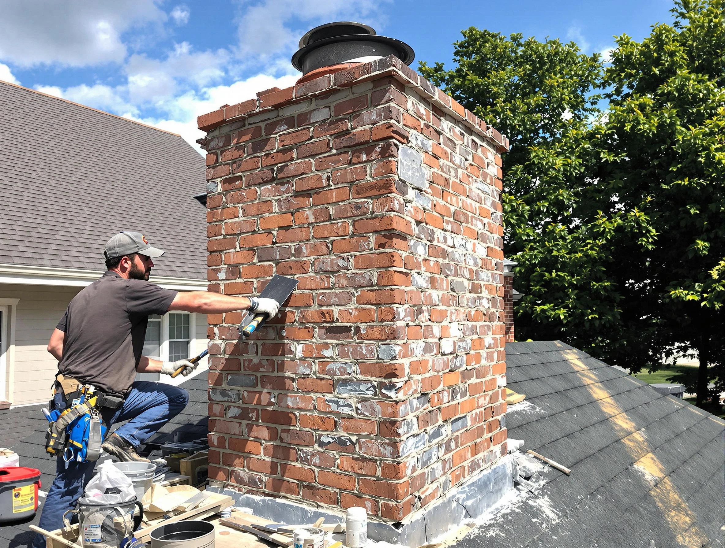 Completed chimney rebuild by Hapeville Chimney Sweep in Hapeville, GA